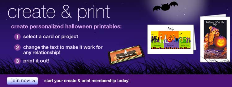 printable halloween cards, personalized halloween printables