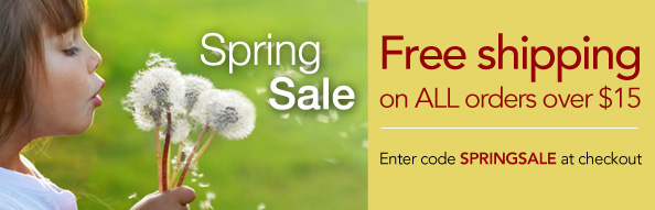 Spring Sale - Free Shipping on all orders over  $15.00. Enter code SPRINGSALE at checkout.