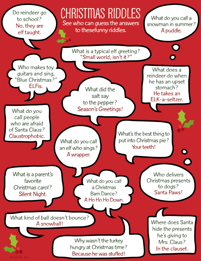 Free Printable Christmas Riddles With Answers For Adults