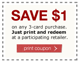 AG In Stores Coupon - Save $1 on 3 card purchase