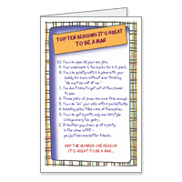 Top Ten Reasons It's Great to be a Man Printable Birthday Cards for Him