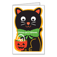 Cuddly-Cute Cat Printable Halloween Cards for Kids