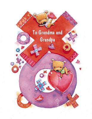"Love for Grandmaand Grandpa"  Anniversary Printable Card  Blue