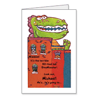 Dino-monster Printable Just for Kids Birthday Cards for Boys