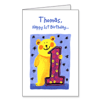 1st Birthday Printable Age Related Birthday Cards for Kids