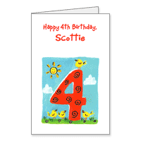 4th Birthday Printable Age Related Birthday Cards for Kids