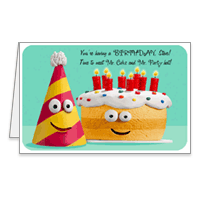 Mr. Cake and Mr. Party Hat Printable Birthday Cards for Anyone