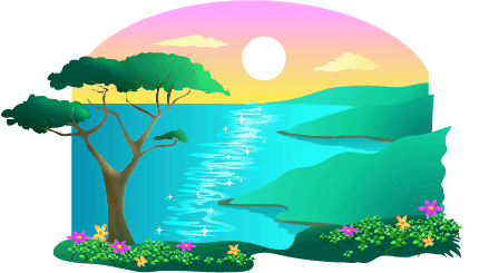 sunlight sparkles on a peaceful bay
