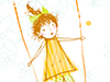 Girl on Swing -- Free Cute Cartoon wallpapers -- Yahoo! Greetings wallpapers