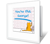 Cat Graffiti over the hill birthday printable cards