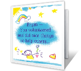 Caring Kid saying thanks printable cards