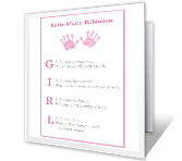 What Is a Baby Girl? congratulations on baby printable cards