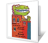 Dino-monster happy birthday printable cards