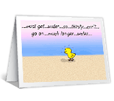 Hot Chick on Beach happy birthday printable cards