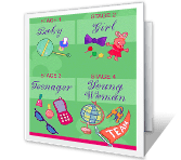 Stages of Life happy birthday printable cards