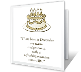 December Birthday holiday birthday printable cards