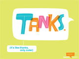 A Cute Tanks (Postcard) saying thanks ecards