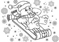 Let's Go Sledding! Care Bears Coloring Pages