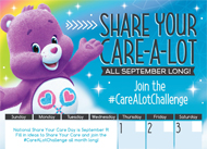 #CareALotChallenge Calendar Care Bears Activities