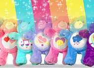 pink care bear with heart and rainbow