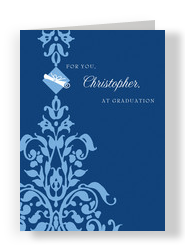 Blue Damask Congrats 5x7 Folded Card