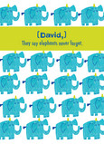 Elephant Rows Birthday 5x7 Folded Card