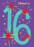 Firecracker 16th Birthday 5x7 Folded Card