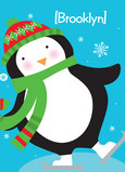 Ice Skating Penguin 5x7 Folded Card