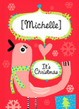 Pink Bird Christmas 5x7 Folded Card
