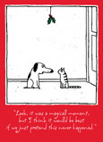 Dog and Cat Mistletoe 5x7 Folded Card