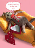 Sock Monkey Valentine 5x7 Folded Card