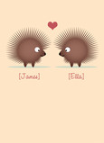 Porcupine Valentine Love 5x7 Folded Card