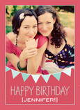 Pink Birthday Flags 5x7 Folded Card