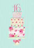Pink Sixteen Cake 5x7 Folded Card