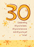 Yellow Thirty Celebrate 5x7 Folded Card