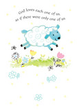Jumping Easter Sheep 5x7 Folded Card