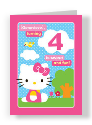 Pink Border Hello Kitty 5x7 Folded Card