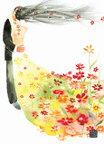 Flower Dress Couple 5x7 Folded Card