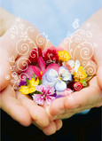 Holding Flowers 5x7 Folded Card