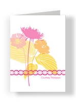 Yellow Pink Floral Note 3.75x5.25 Folded Card