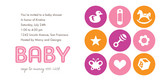 Pink Baby Stamps Shower 8x4 Flat Card