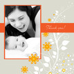 Orange Gray Floral Note 4.75x4.75 Folded Card