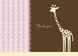 Giraffe Dot Pink Thanks 5.25x3.75 Folded Card