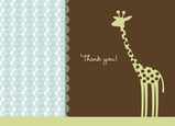 Giraffe Dot Blue Thanks 5.25x3.75 Folded Card