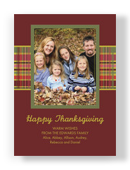 Cranberry Tartan Thanksgiving 5x7 Flat Card