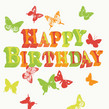 Colorful Birthday Butterflies 4.75x4.75 Folded Card