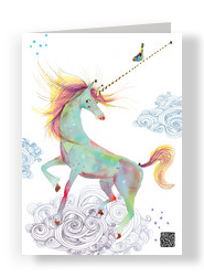 Painted Unicorn 5x7 Folded Card