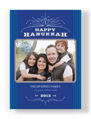 Ornate Blue Hanukkah 5x7 Flat Card