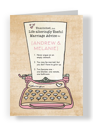Typewritten Marriage Advice 5x7 Folded Card