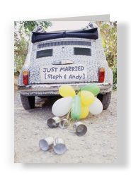 Just Married Car 5x7 Folded Card